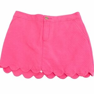 Lilly Pulitzer Pink Scalloped Hem Shorts – Textured Cotton – Size 00